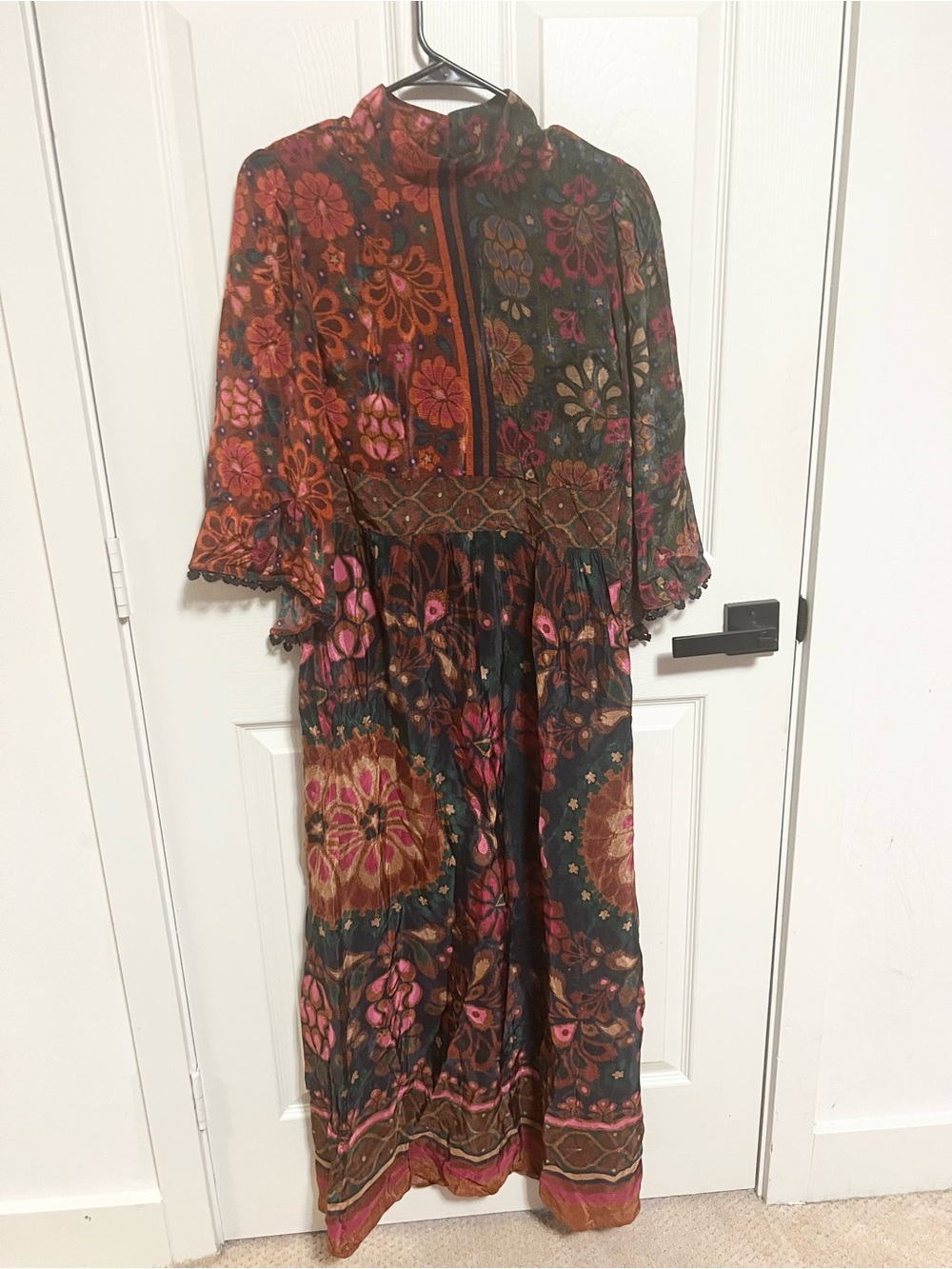Farm Rio x Anthropologie Mock Neck Maxi Dress Small Flowy Boho fall size M - Picture 5 of 14